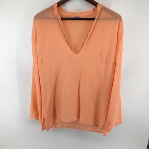 Koza Orange Boho V Neck Top NWOT